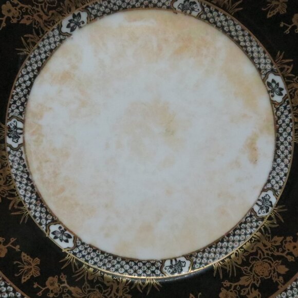 Noritake Salad Plate Set of 3 Black Handpainted Raised Gold Accents 9" - Picture 4 of 9
